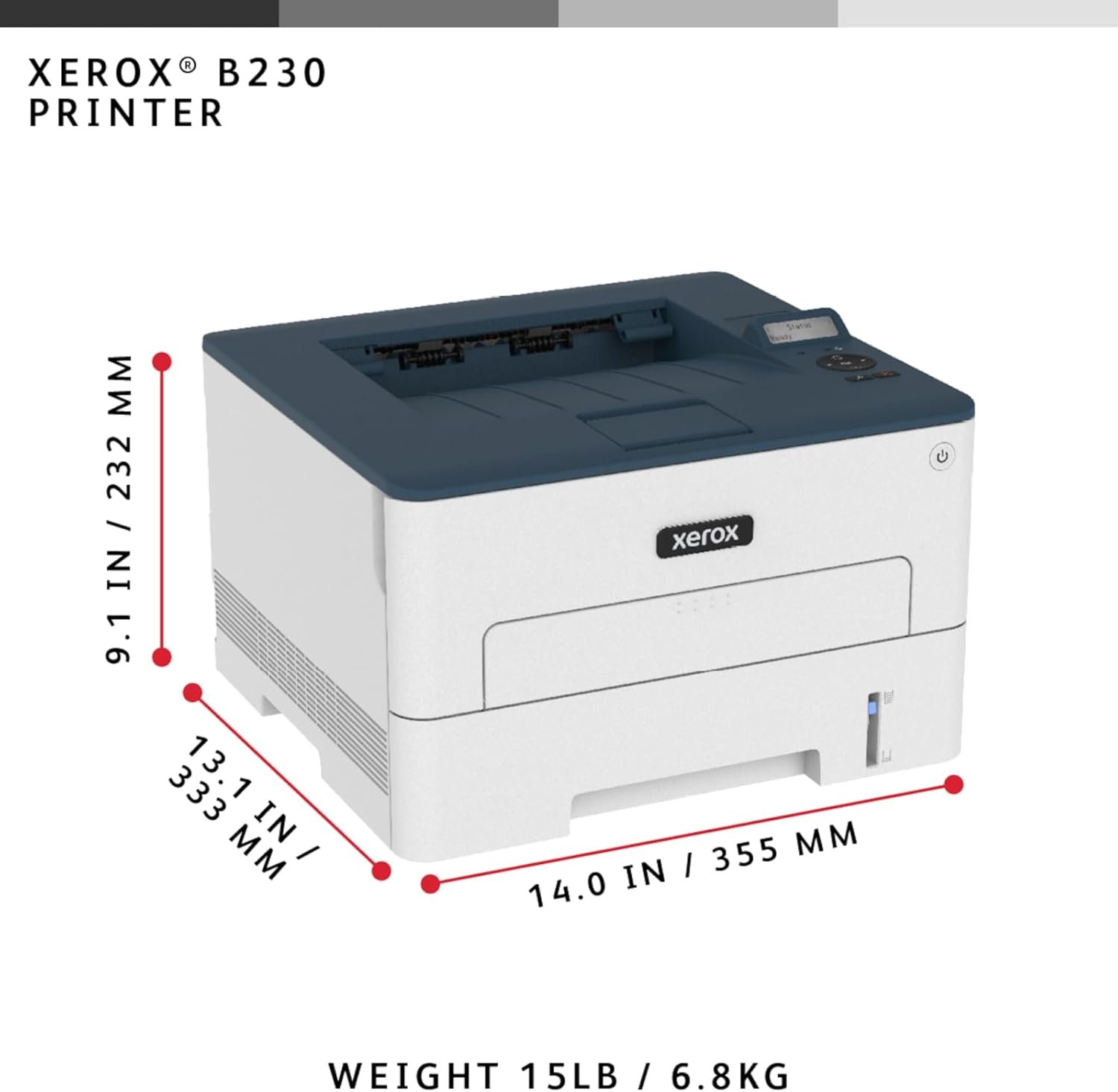 Xerox B230/DNI Printer - 36 ppm Black and White Laser, Wireless - Image 2