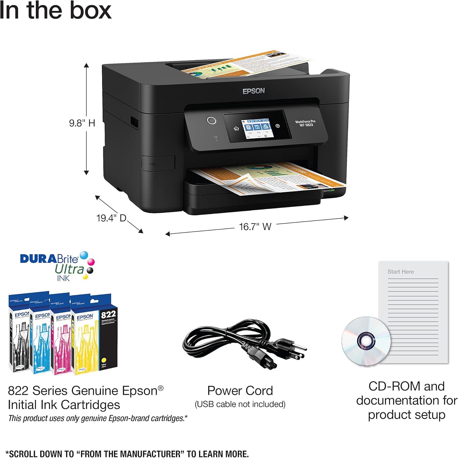 Epson Workforce Pro WF-3823 Wireless All-in-One Printer with Auto 2-Sided Printing, 35-Page ADF, 250-Sheet Paper Tray and 2.7" Color Touchscreen, Black - Image 5