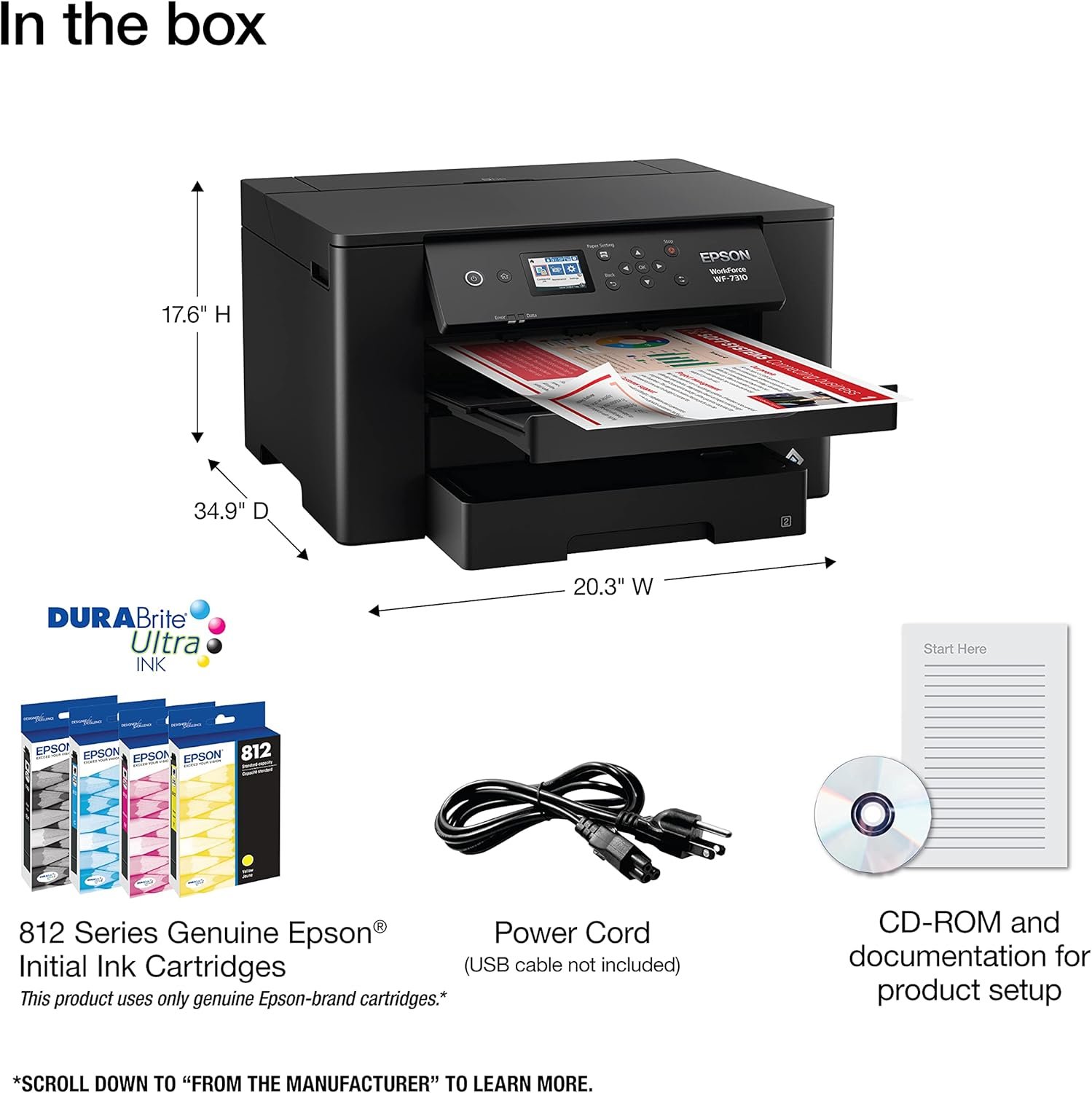 Epson Workforce Pro WF-7310 Wireless Wide-Format Printer with Print up to 13" x 19" Auto Double-Sided Printing max 11" x 17", 500-sheet Capacity, 2.4" Color Display, Smart Panel App - Black - Image 5