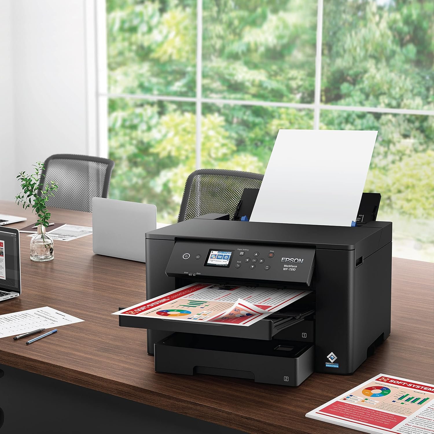 Epson Workforce Pro WF-7310 Wireless Wide-Format Printer with Print up to 13" x 19" Auto Double-Sided Printing max 11" x 17", 500-sheet Capacity, 2.4" Color Display, Smart Panel App - Black - Image 6